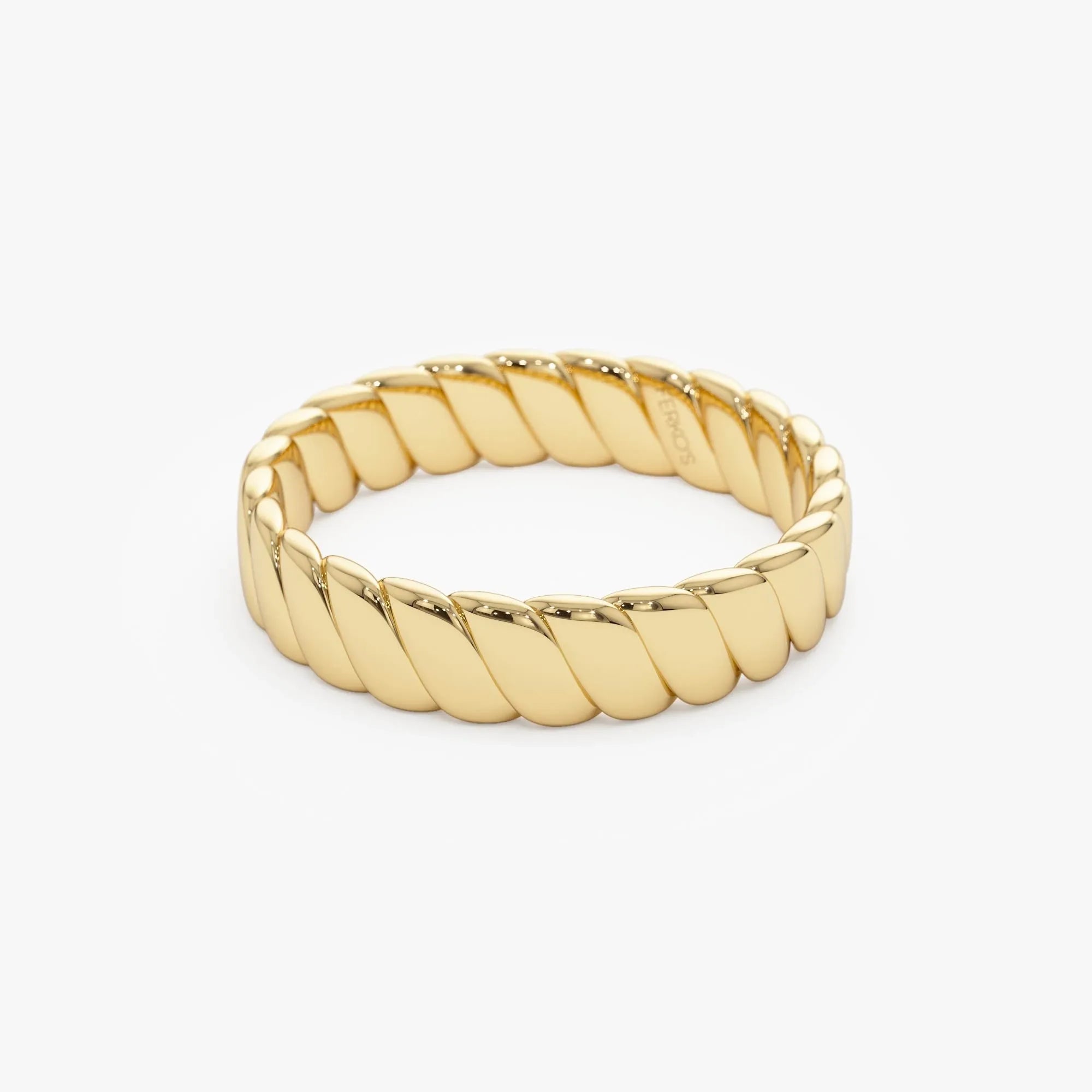 14k Solid Gold Twisted Bold Band Ring 4mm Width Minimalist Design
