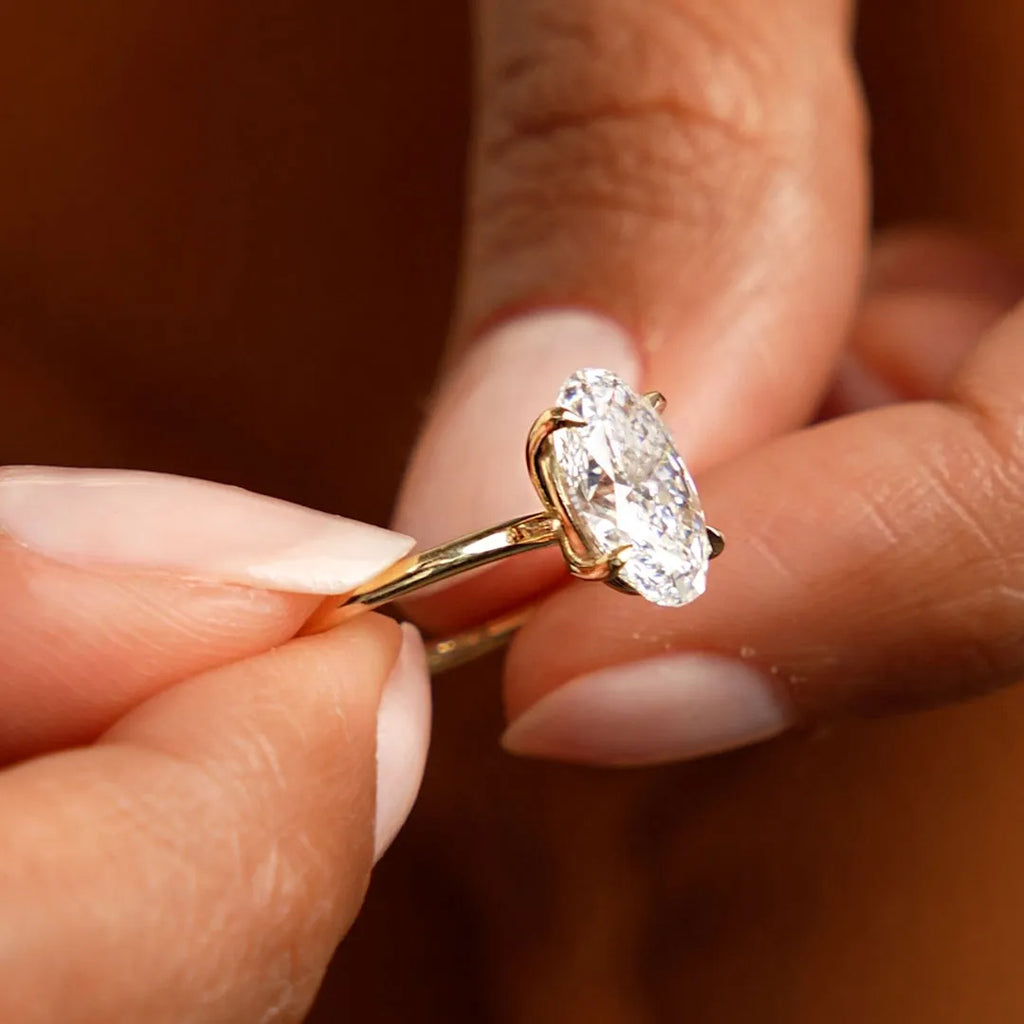 14k Gold 2.00 Carat Oval Cut Lab Grown Diamond Prong Setting Engagement Ring Odessa