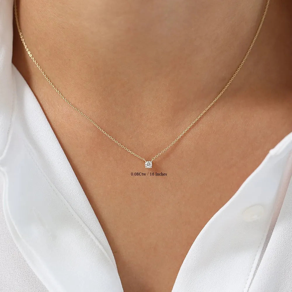 14K Gold Lab Grown Diamond Round Solitaire Necklace Prong Setting 0.30cttw