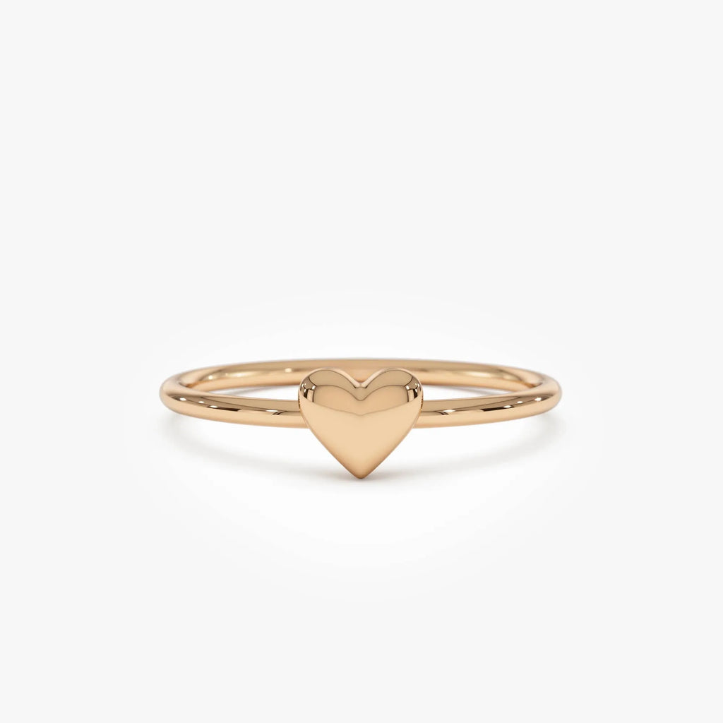 14k Gold Bubble Heart Ring Wide Minimalist Band