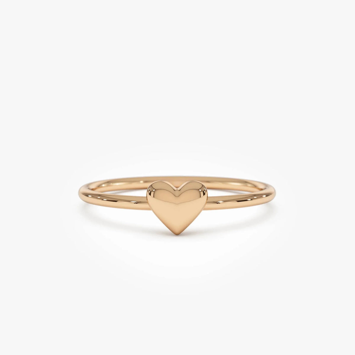 14k Gold Bubble Heart Ring Wide Minimalist Band