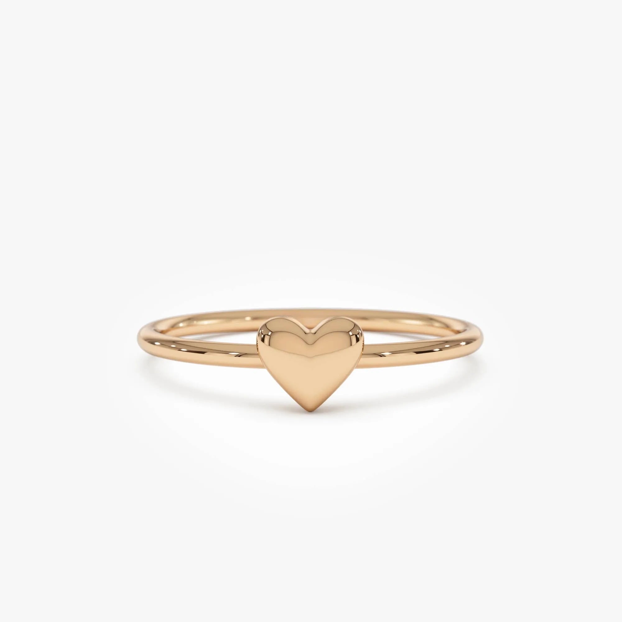 14k Gold Bubble Heart Ring Wide Minimalist Band