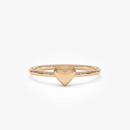14k Gold Bubble Heart Ring Wide Minimalist Band