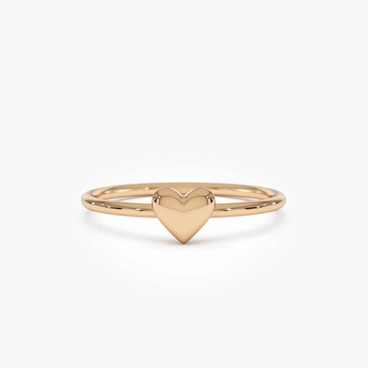 14k Gold Bubble Heart Ring Wide Minimalist Band