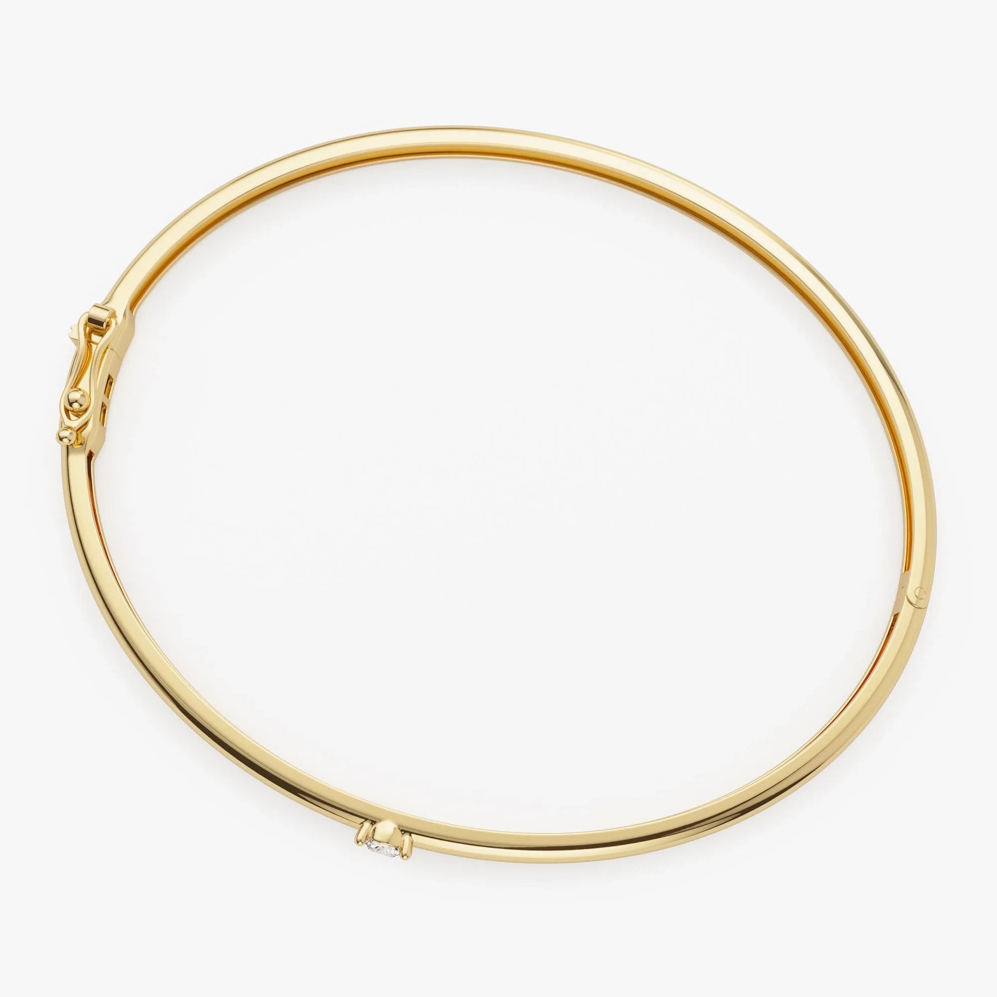 14K Solid Gold 0.30 CTW Round Diamond Solitaire Prong Set Bangle