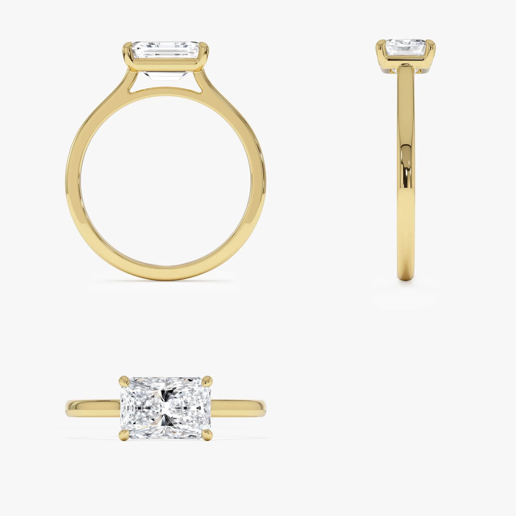 1 CTW Radiant Cut Lab Grown Diamond East-West Engagement Ring in 14K Gold