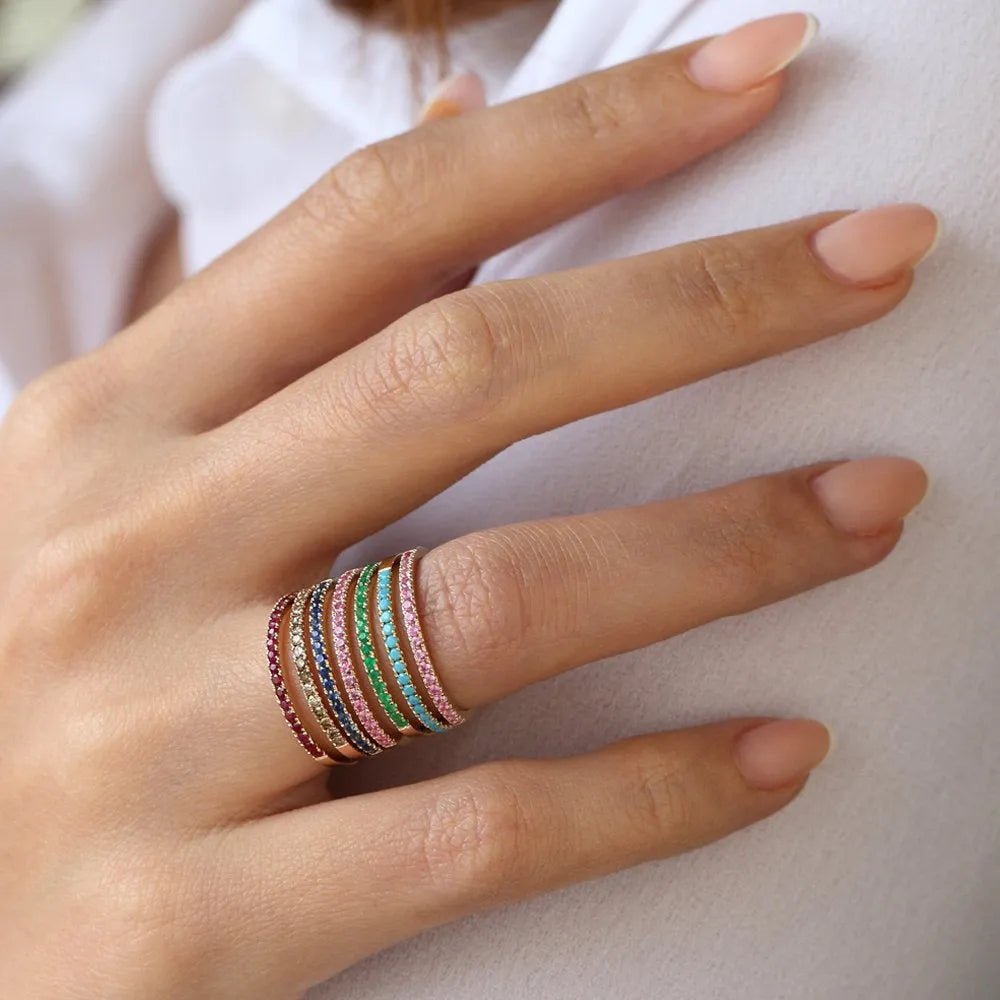 14K Solid Gold Round Emerald Half Eternity Ring Band 0.28 CTW