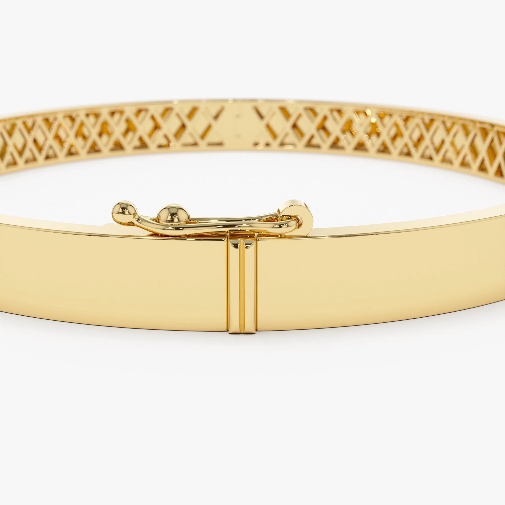 14K Solid Gold Flat Stackable Bangle Bracelet with Box Lock Closure