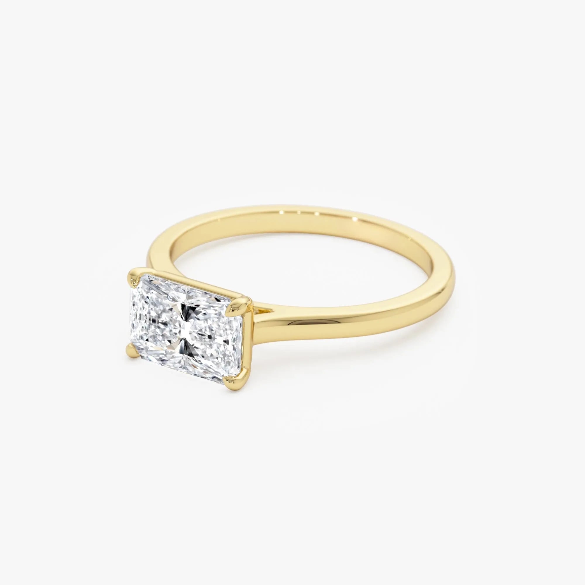 1 CTW Radiant Cut Lab Grown Diamond East-West Engagement Ring in 14K Gold