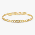 14K Solid Gold Lab Grown Diamond Round Bezel Cuban Link Chain Bracelet 0.6 Carat