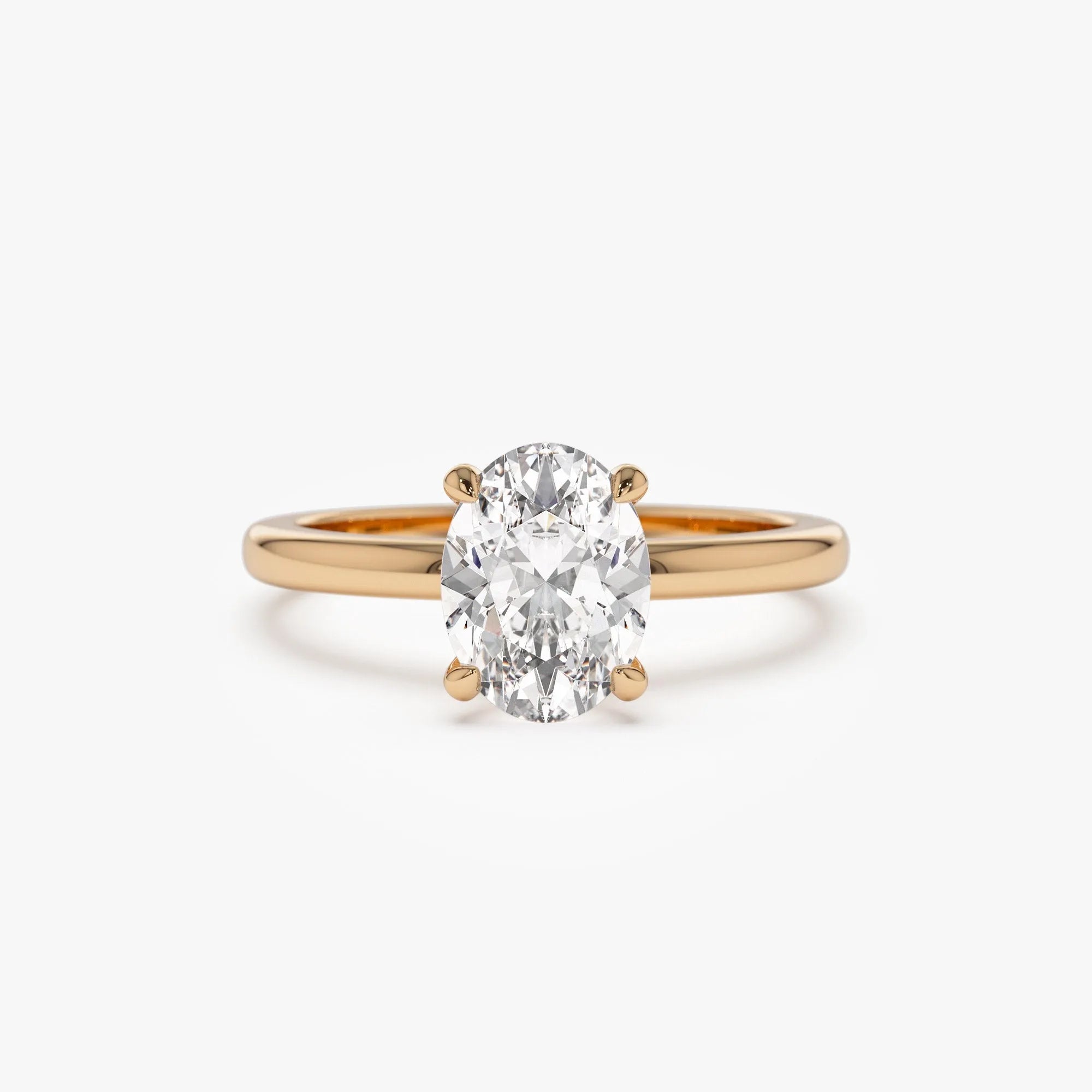 14K Gold Lab Grown Diamond Oval Engagement Ring Four Prong Setting 0.75 to 1.50 ctw Valeria