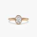 14k Gold Lab Grown Diamond Oval Bezel Setting Engagement Ring 0.75 to 1.50 ctw