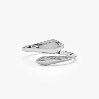 14k Gold Tapered Bypass Ring Wide Statement Band