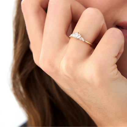 14k Solid Gold Marquise Diamond 0.30 Carat Stackable Band Ring