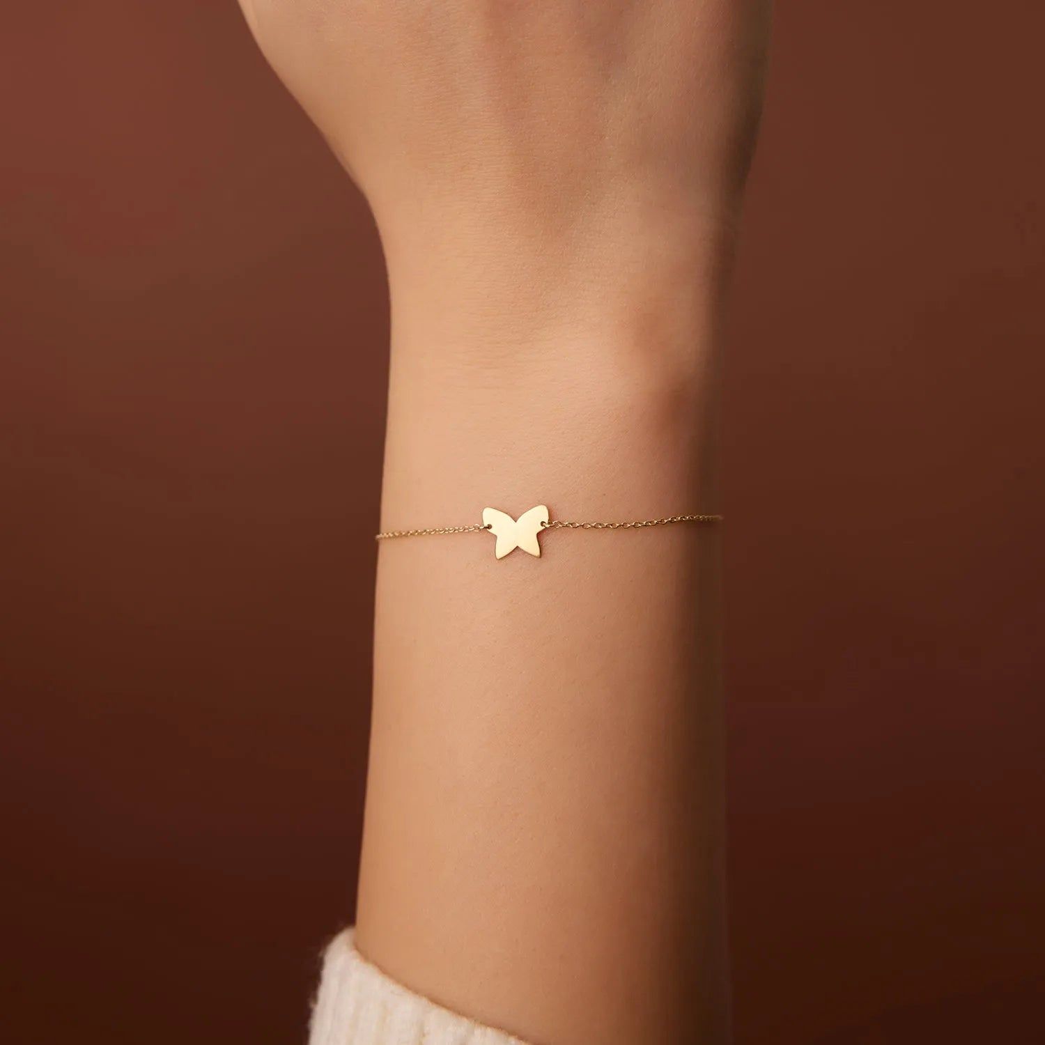14k Gold Butterfly Charm Bracelet with Pendant