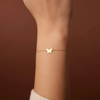 14k Gold Butterfly Charm Bracelet with Pendant