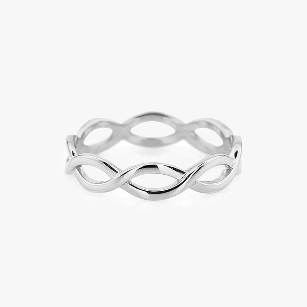14K Solid Gold 4.5mm Infinity Double Band Handcrafted Wedding Ring