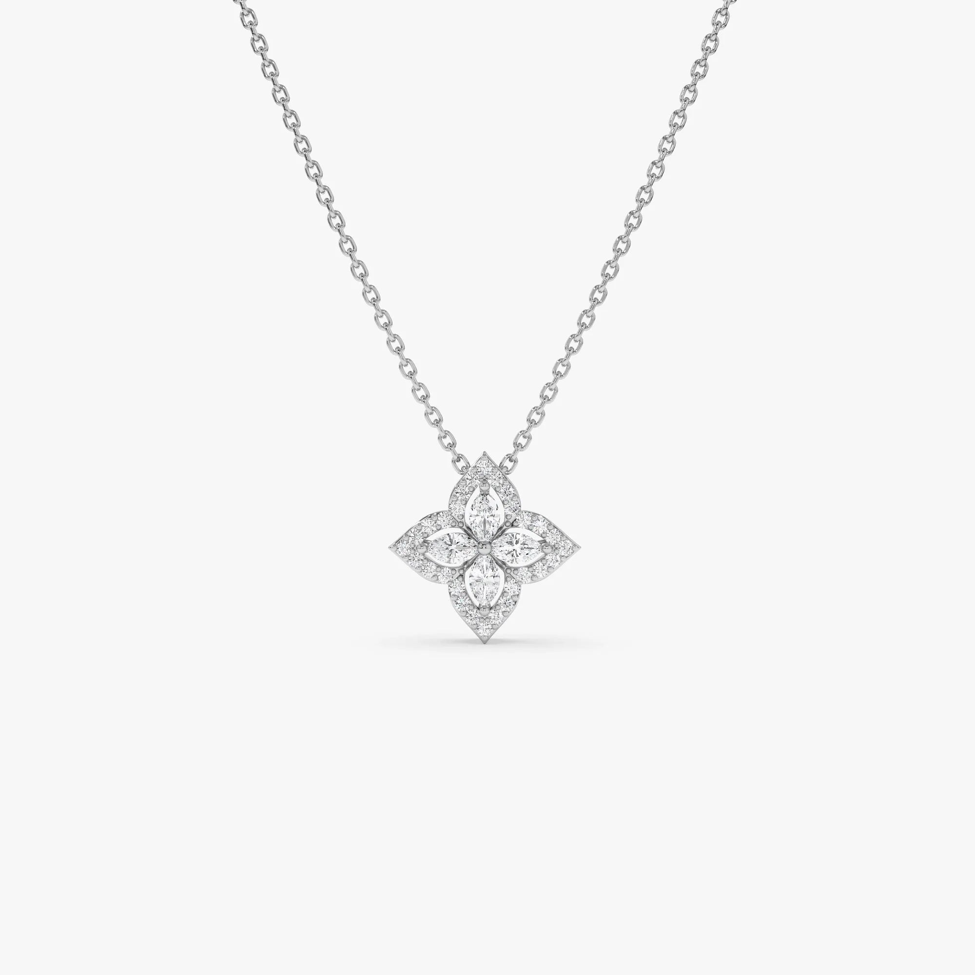 14K Solid Gold Baguette and Round Diamond Sunburst Pendant Necklace 0.40ctw