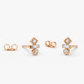 14k Gold Diamond Baguette and Round Cut Earrings Bezel Micro Prong 0.19 ctw