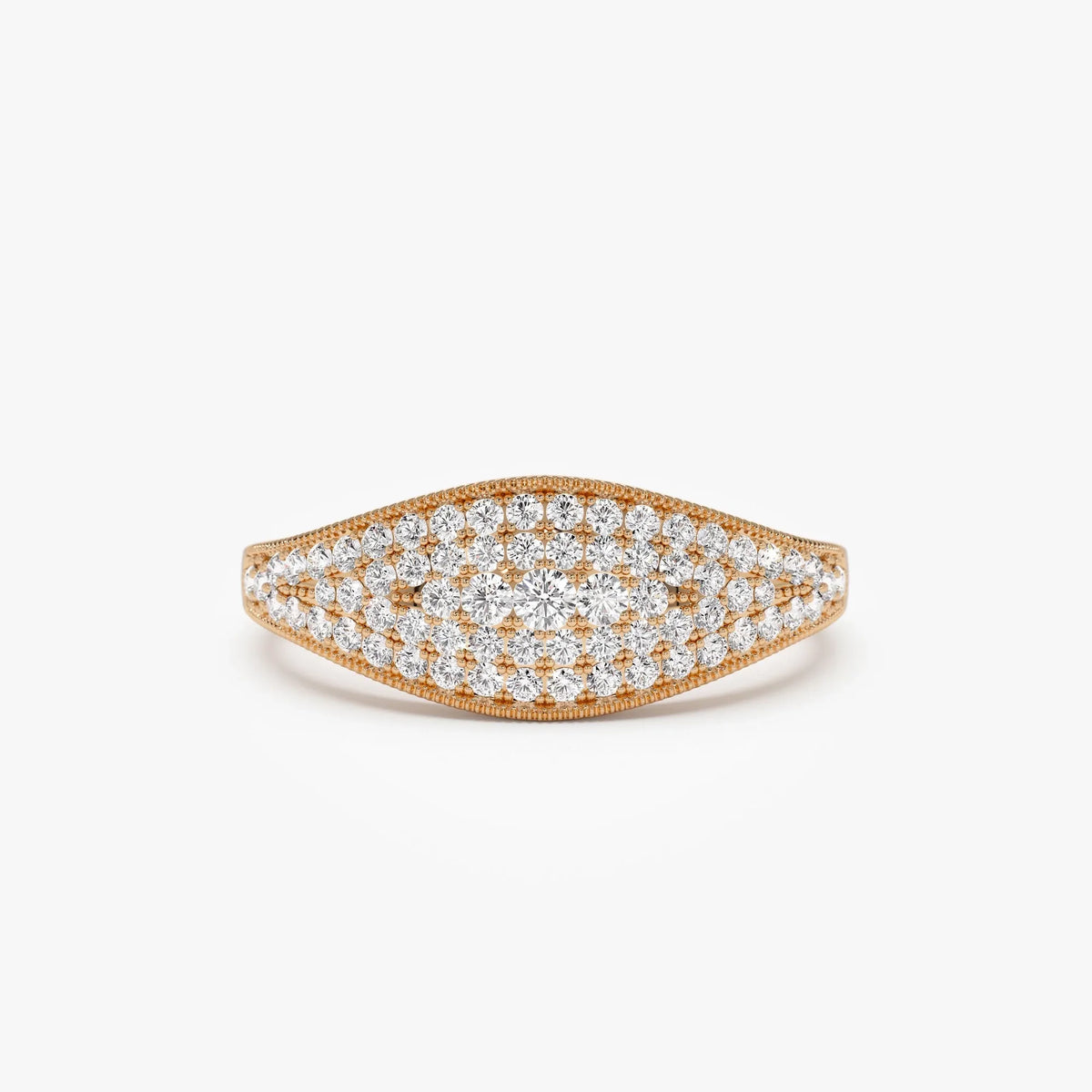 14k Solid Gold Round Diamond 0.40 Carat Pave Setting Statement Ring
