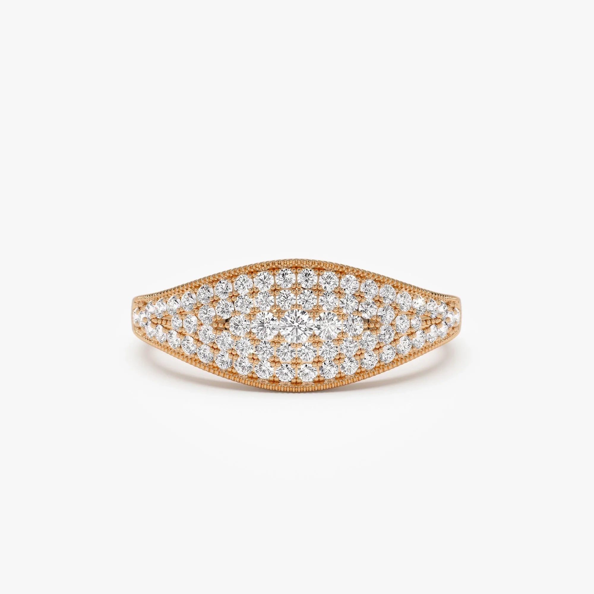 14k Solid Gold Round Diamond 0.40 Carat Pave Setting Statement Ring