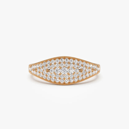 14k Solid Gold Round Diamond 0.40 Carat Pave Setting Statement Ring