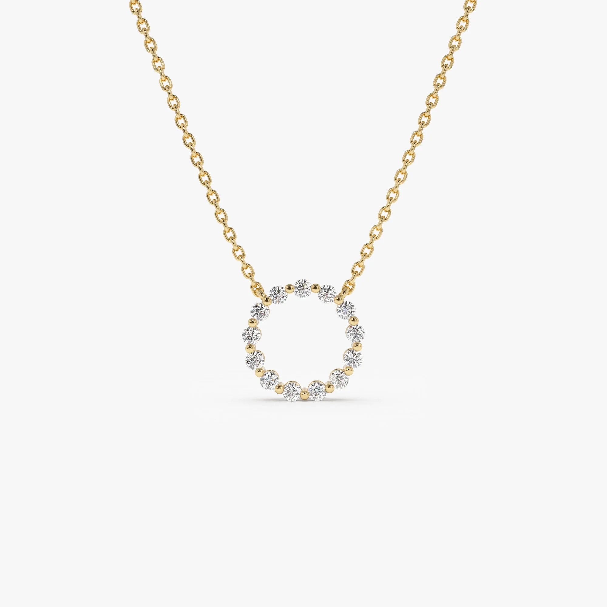 14K Solid Gold 0.25 CTW Round Diamond Circle of Life Necklace
