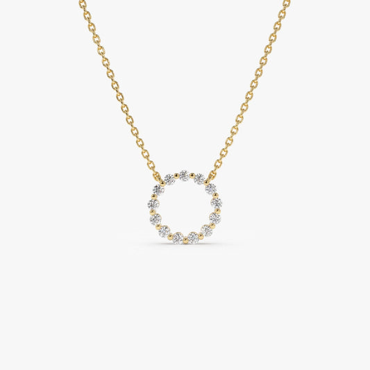 14K Solid Gold 0.25 CTW Round Diamond Circle of Life Necklace