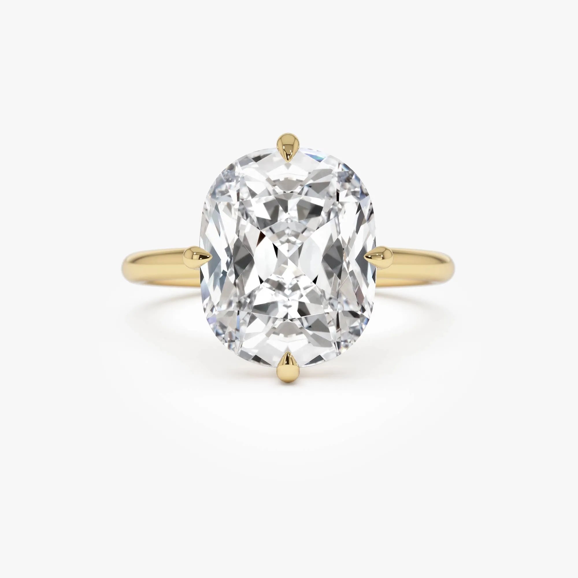 14K Gold 5.05 Carat Cushion Cut Lab Grown Diamond Solitaire Engagement Ring Seloria