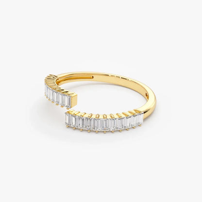 14k Gold Baguette Diamond Bypass Ring 0.42 Carat Total Weight