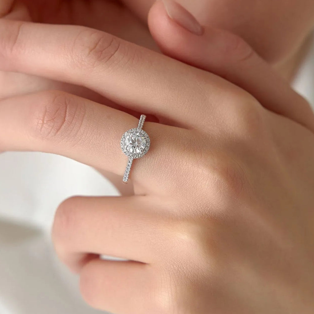 14K Gold 1.25 ctw Lab Grown Diamond Round Brilliant Aria Halo Engagement Ring