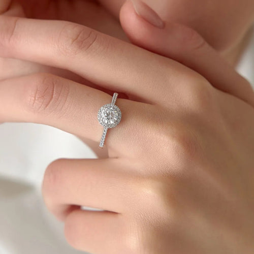 14K Gold 1.25 ctw Lab Grown Diamond Round Brilliant Aria Halo Engagement Ring