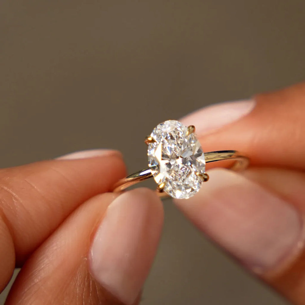 14k Gold Lab Grown Diamond Oval Cut Engagement Ring with Hidden Halo 2.10 ctw IGI Certified Maribel