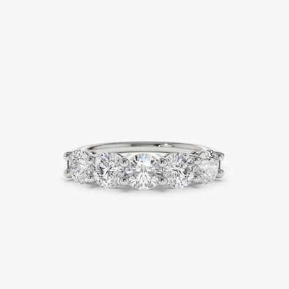 14k Gold Round Diamond 1ctw Five Stone Shared Prong Wire Basket Ring
