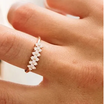 14k Gold Round Diamond Cluster Ring 0.57 ctw Prong Setting
