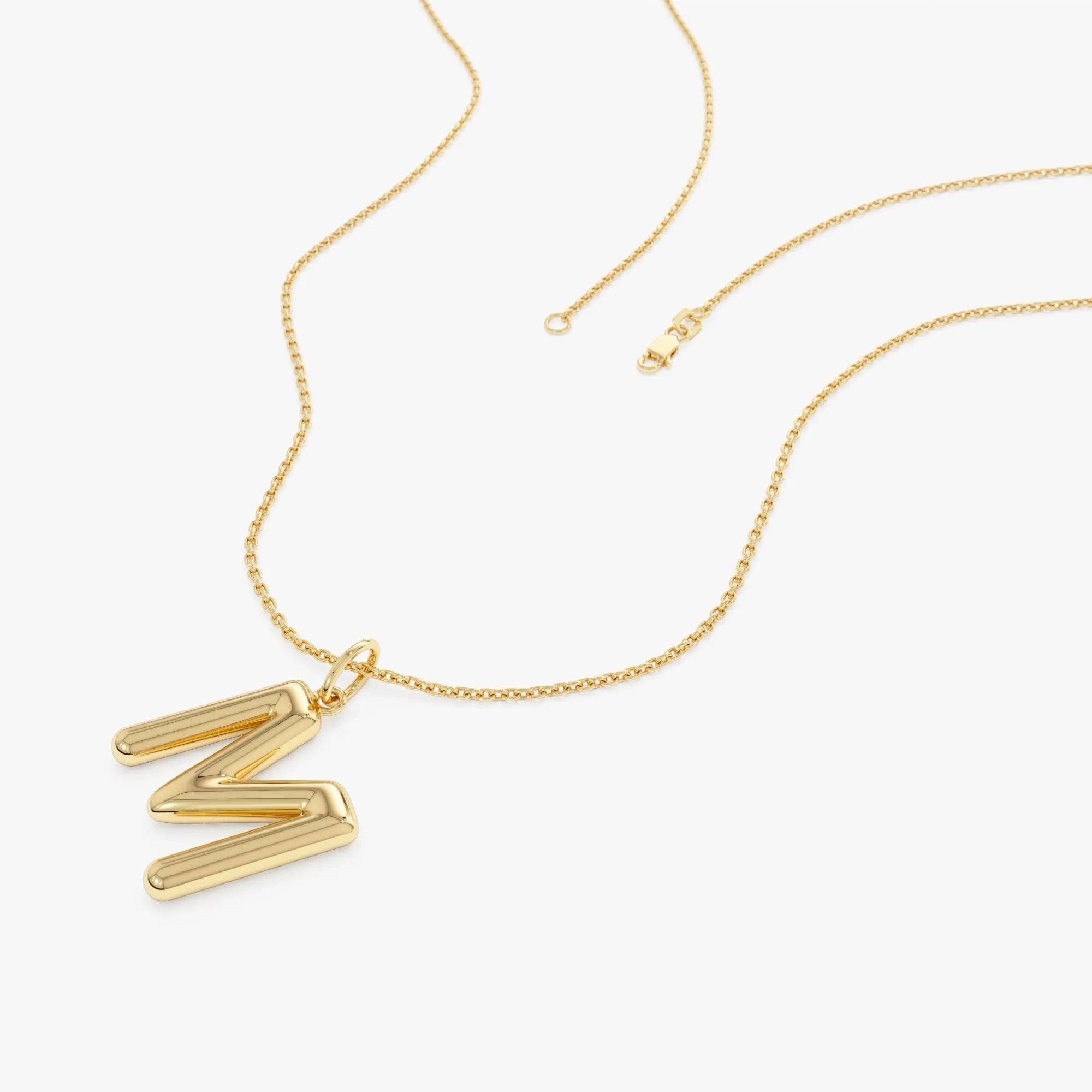 14k Solid Gold Initial Charm Pendant Necklace Everyday Style