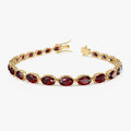 14K Yellow Gold 15.25 ctw Oval Red Garnet 4 Prong Tennis Bracelet