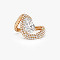 14k Gold Lab Grown Diamond Pear Shape Triple Row Pave Band Engagement Ring 2.00 ctw IGI Certified Chiara