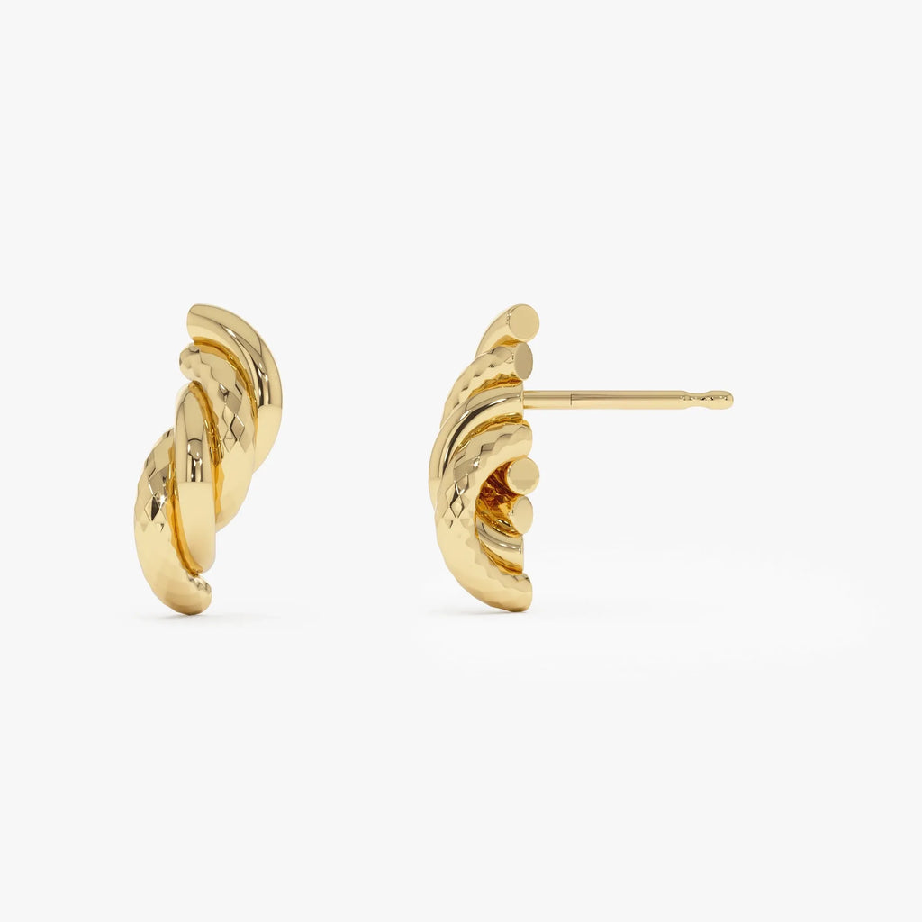 14k Yellow Gold Twisted Curve Earrings 16mm Length 5.75mm Width