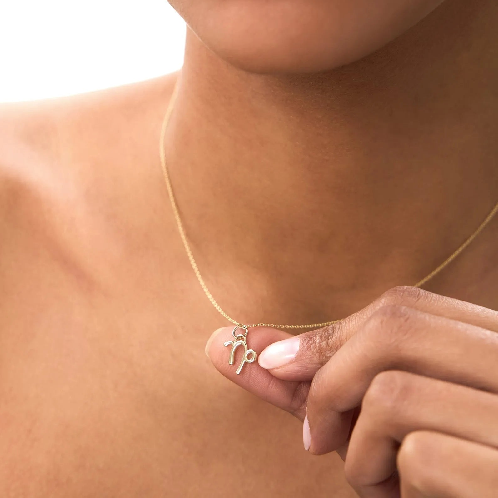 14k Solid Gold Capricorn Zodiac Charm Pendant Necklace