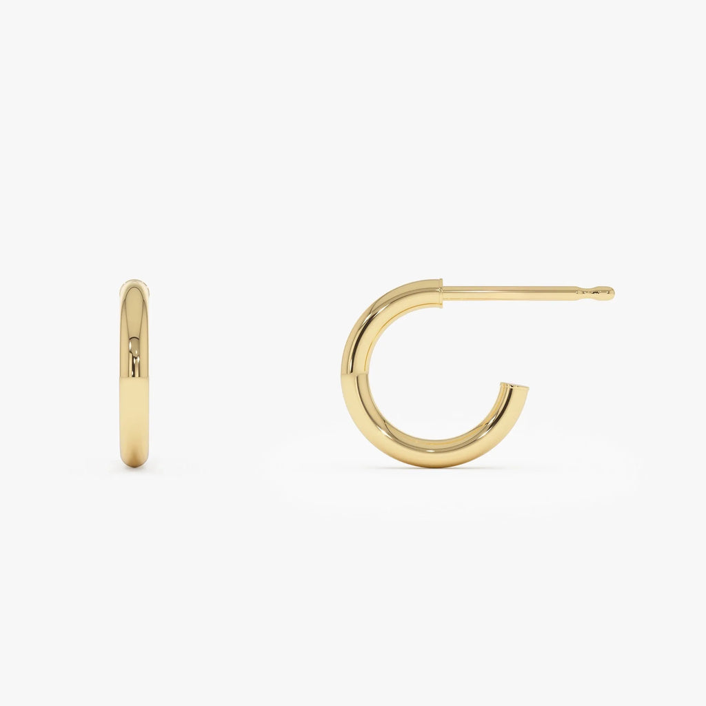14k Yellow Gold Plain Polished Hoop Earrings 2mm Width 12.25mm