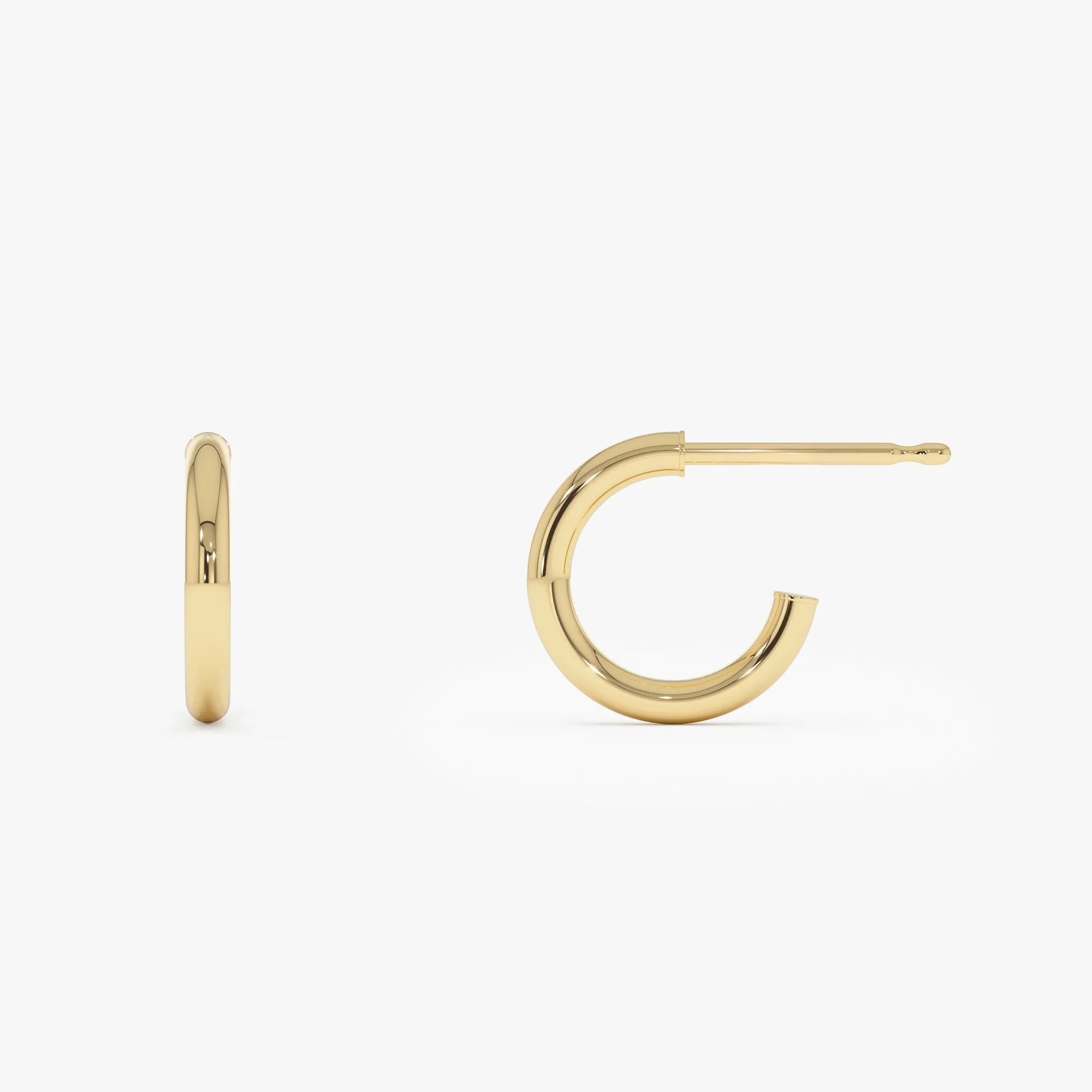 14k Yellow Gold Plain Polished Hoop Earrings 2mm Width 12.25mm