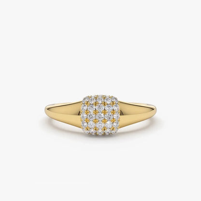 14k Gold Round Diamond Micro Pave Pinky Ring 0.31 CTW