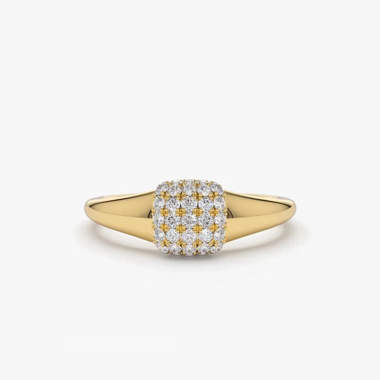 14k Gold Round Diamond Micro Pave Pinky Ring 0.31 CTW