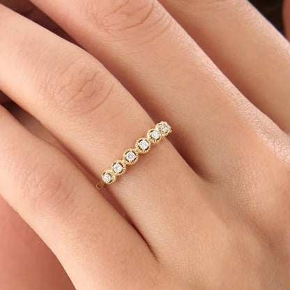 14k Gold Vintage Style Diamond Band Ring 0.17 ctw