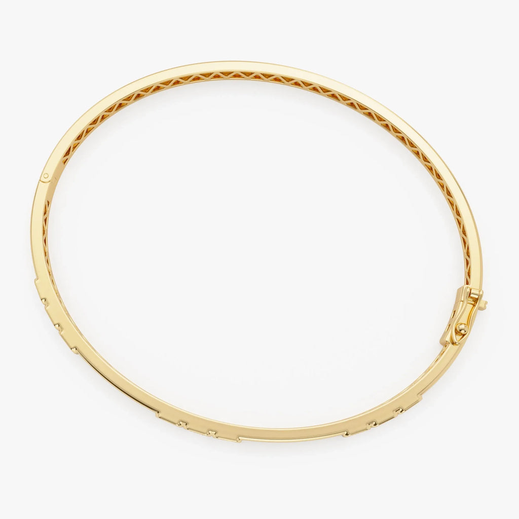 14K Solid Gold 1.01 CTW Emerald Cut Diamond Bezel Set Bangle