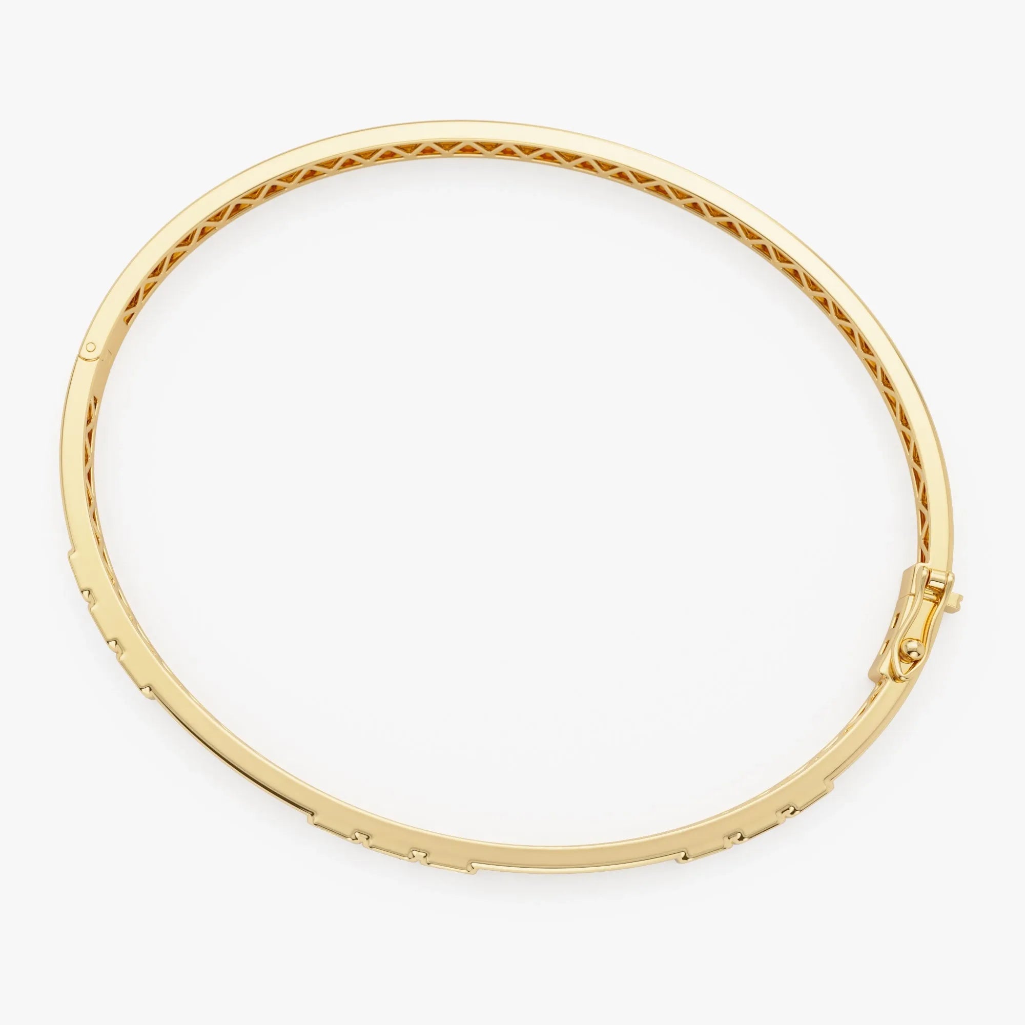 14K Solid Gold 1.01 CTW Emerald Cut Diamond Bezel Set Bangle