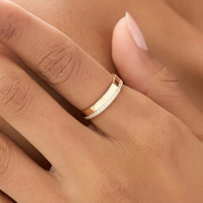 14K Gold Round Diamond Half Eternity Wedding Band 4mm 0.12 Carat