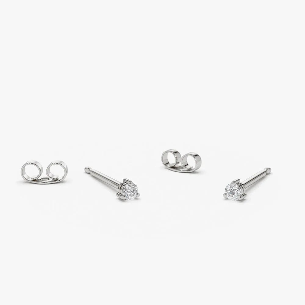 14k Gold Lab Grown Diamond Round Cut Mini Stud Earrings 0.05 ctw
