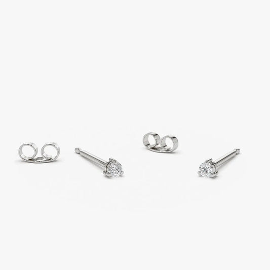 14k Gold Lab Grown Diamond Round Cut Mini Stud Earrings 0.05 ctw